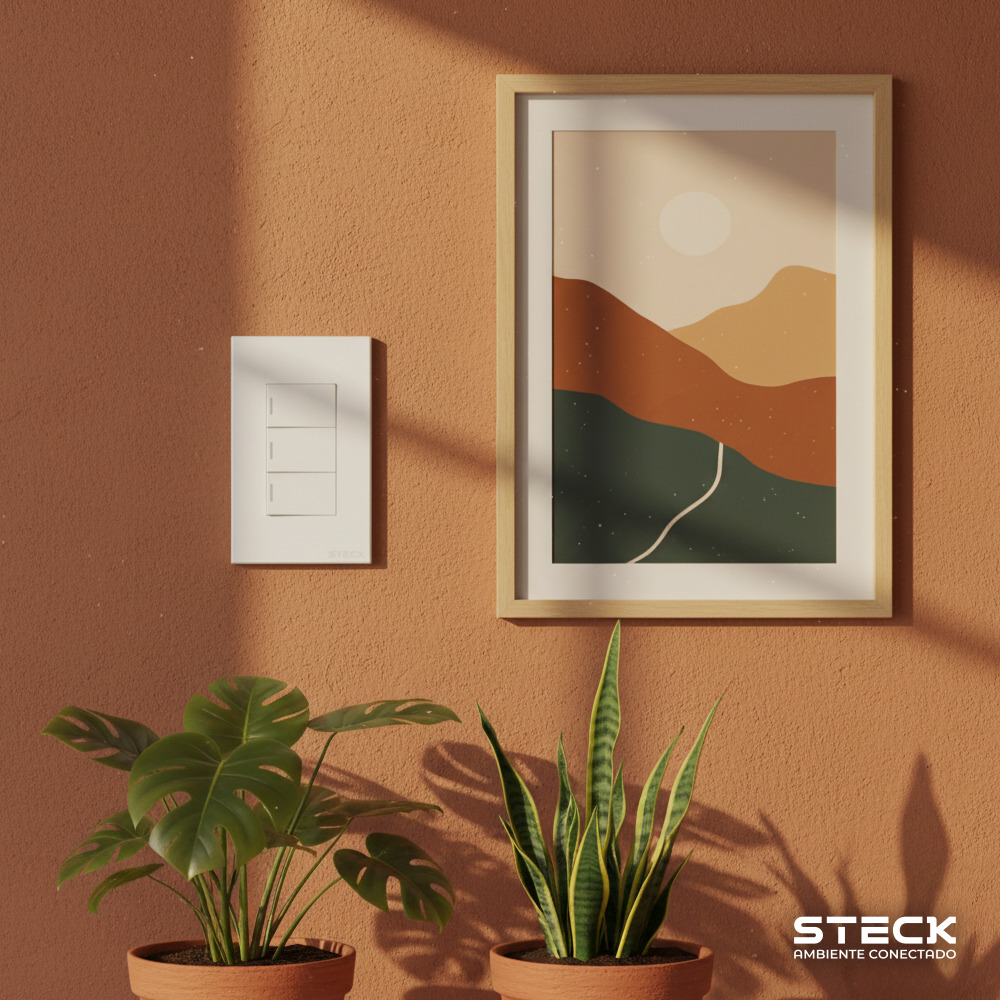 Interruptor Mecânico Steck Ambiente Conectado 4X2" 3 Módulos Zigbee Branco