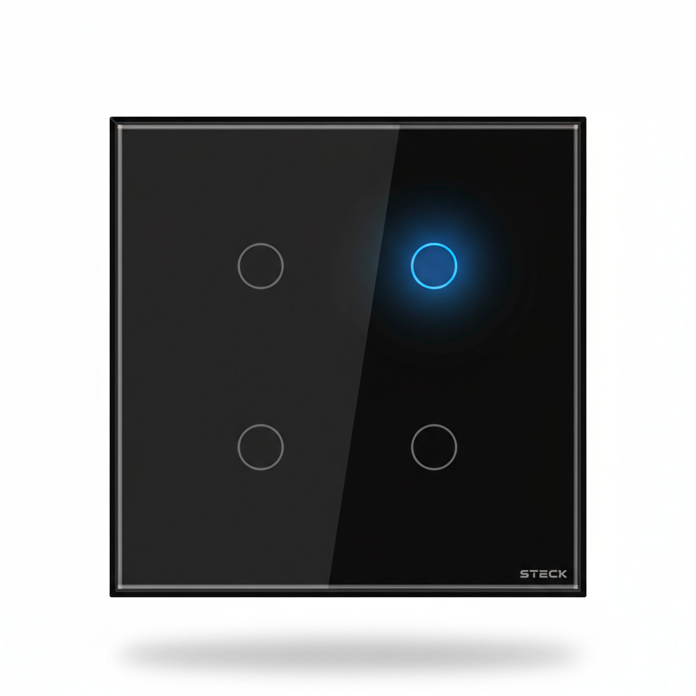 Interruptor Steck Ambiente Conectado 4X4" 4 Módulos Touch Preto WI-FI