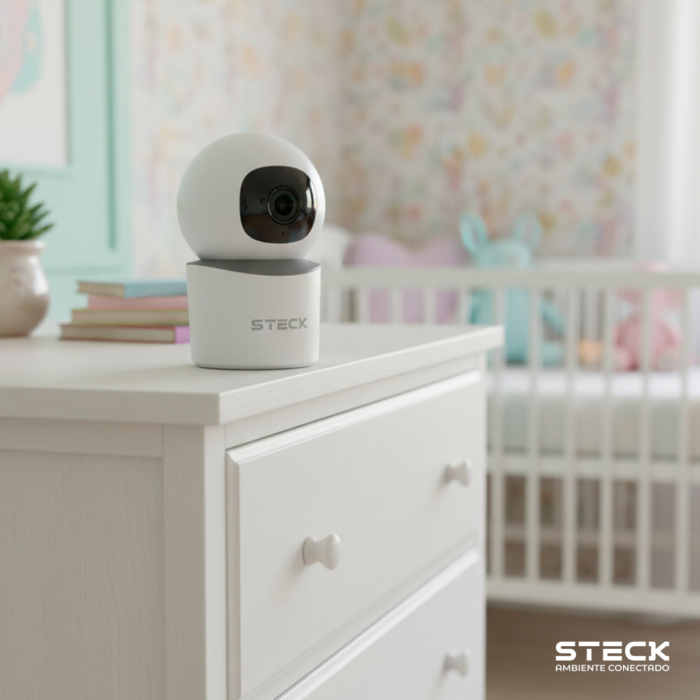 Câmera de Segurança Interna 360° PTZ WI-FI 2MP Steck Ambiente Conectado