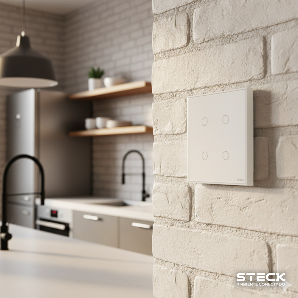 Interruptor Steck Ambiente Conectado 4X4" 4 Módulos Touch Branco WI-FI
