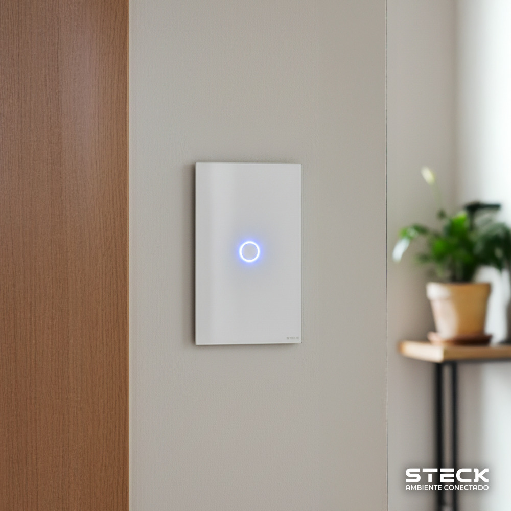 Interruptor Steck Ambiente Conectado 4X2" 1 Módulo Touch Branco WI-FI