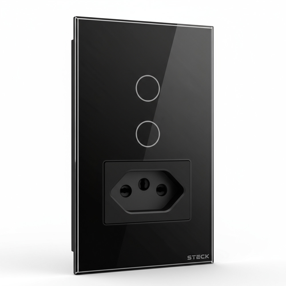 Interruptor Steck Ambiente Conectado 4X2" 2 Módulos Touch Preto WI-FI