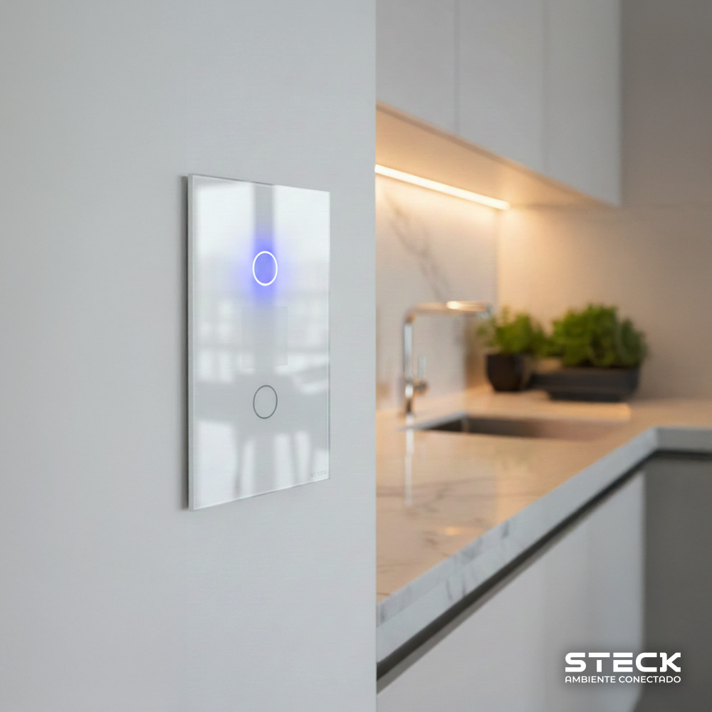 Interruptor Steck Ambiente Conectado 4X2" 2 Módulos Touch Branco WI-FI