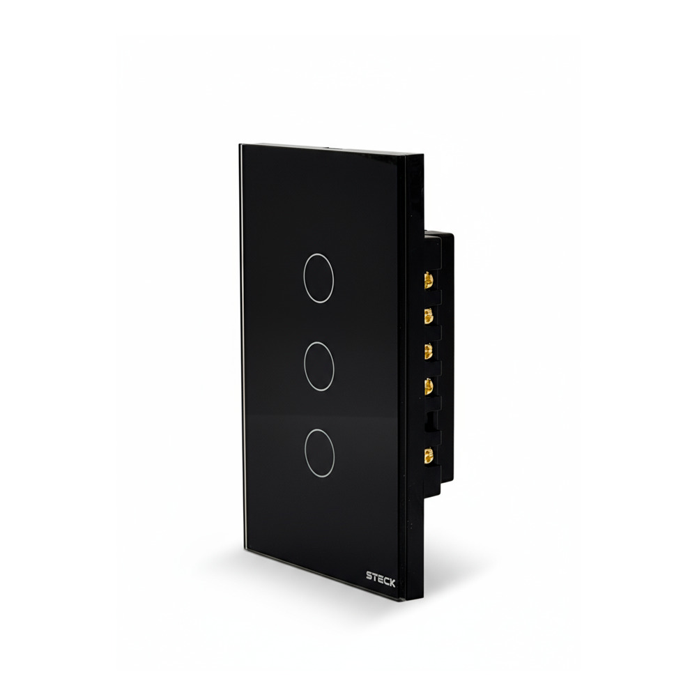 Interruptor Steck Ambiente Conectado 4X2" 3 Módulos Touch Preto WI-FI