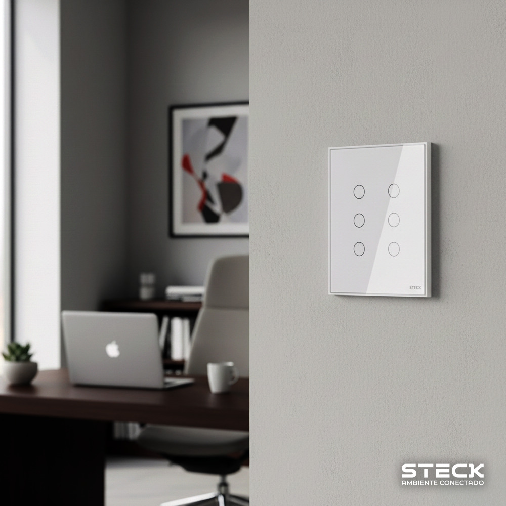 Interruptor Steck Ambiente Conectado 4X4" 6 Módulos Touch Branco WI-FI