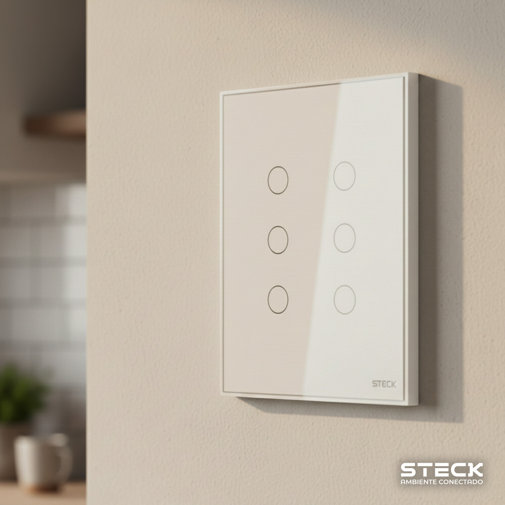 Interruptor Steck Ambiente Conectado 4X4" 6 Módulos Touch Branco WI-FI