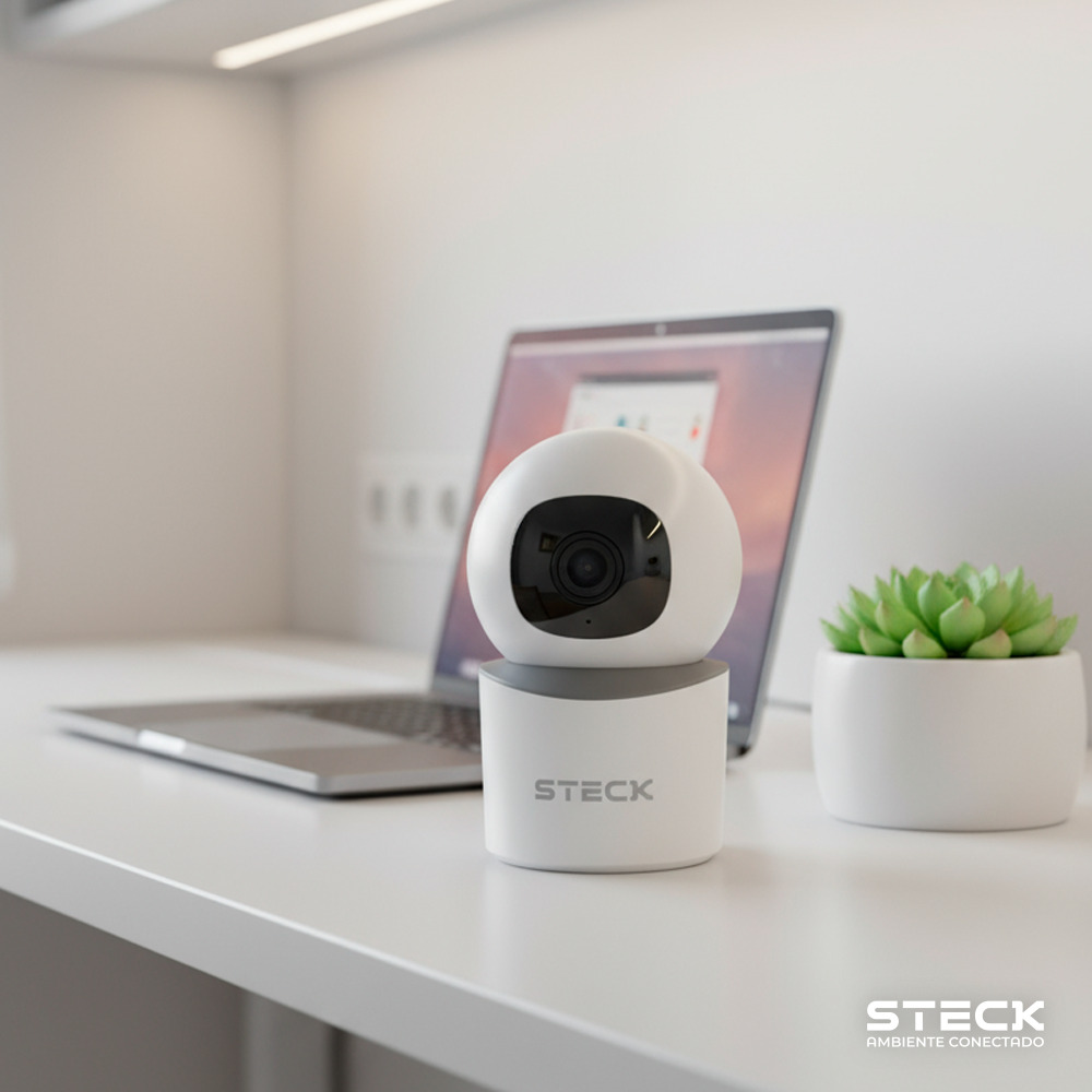 Câmera de Segurança Interna 360° PTZ WI-FI 2MP Steck Ambiente Conectado