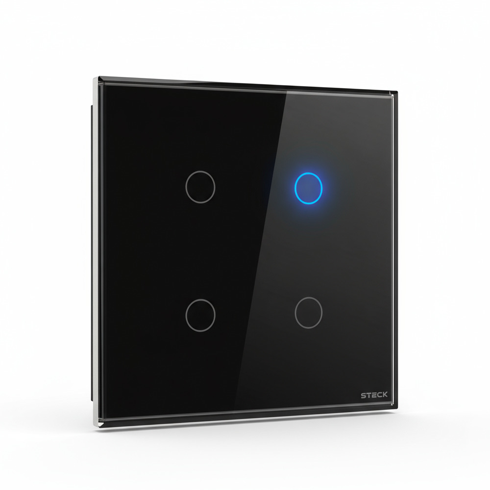 Interruptor Steck Ambiente Conectado 4X4" 4 Módulos Touch Preto WI-FI