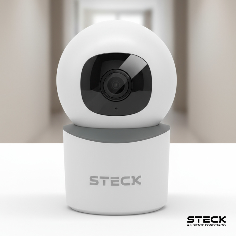 Câmera de Segurança Interna 360° PTZ WI-FI 2MP Steck Ambiente Conectado