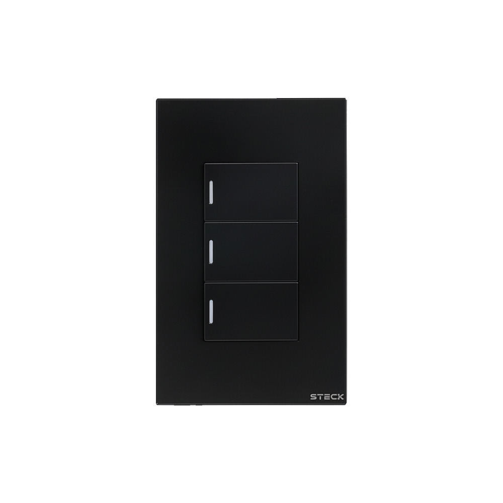 Interruptor Mecânico Steck Ambiente Conectado 4X2" 3 Módulos Zigbee Preto
