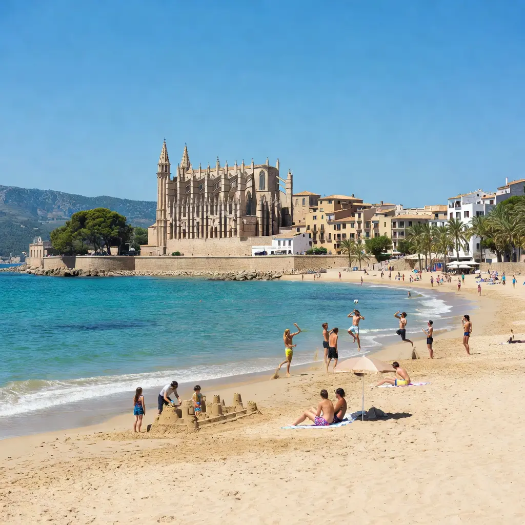 goedkoop vliegen vanuit charleroi naar mallorca - strand van palma de mallorca