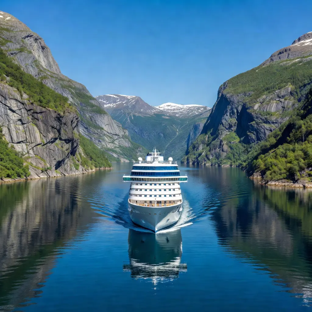 cruiseschip in de noorse fjorden