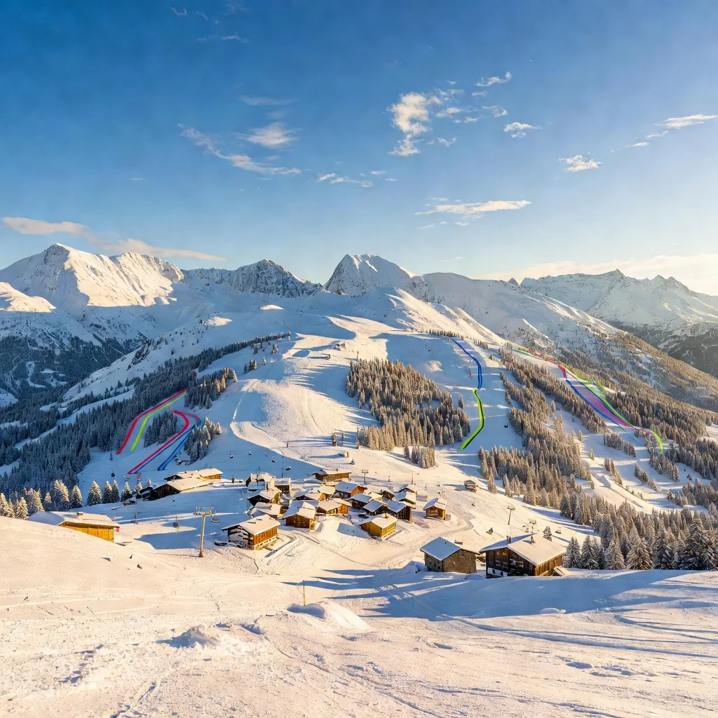 Het hooggelegen skistation Avoriaz in de Franse Alpen