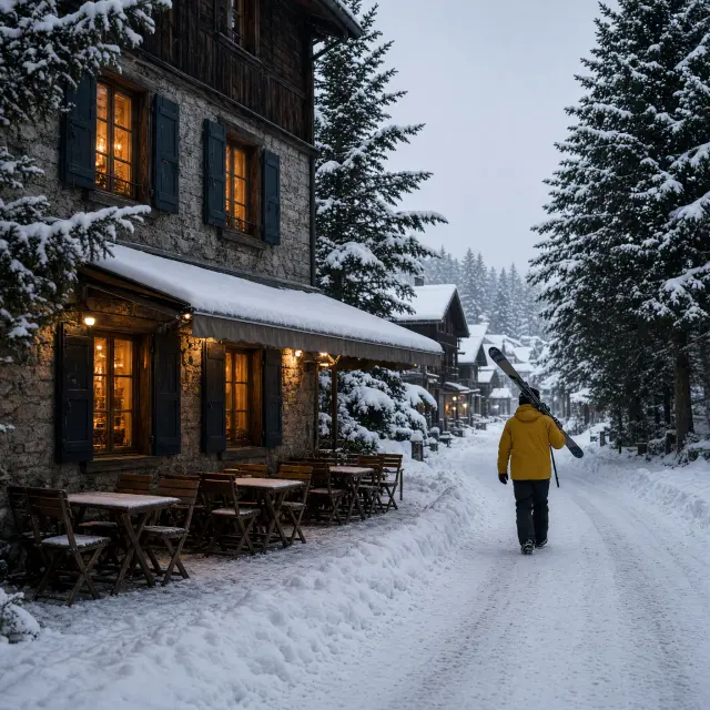 Châtel wintersportdorp aan de Zwitserse grens met traditionele chalets en noordhellingen in Les Portes du Soleil skigebied