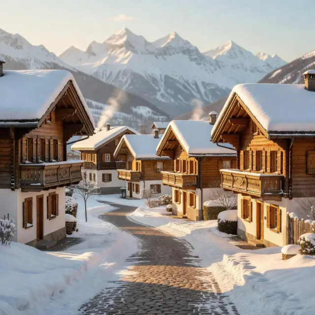 Châtel wintersportdorp aan de Zwitserse grens met traditionele chalets en noordhellingen in Les Portes du Soleil skigebied