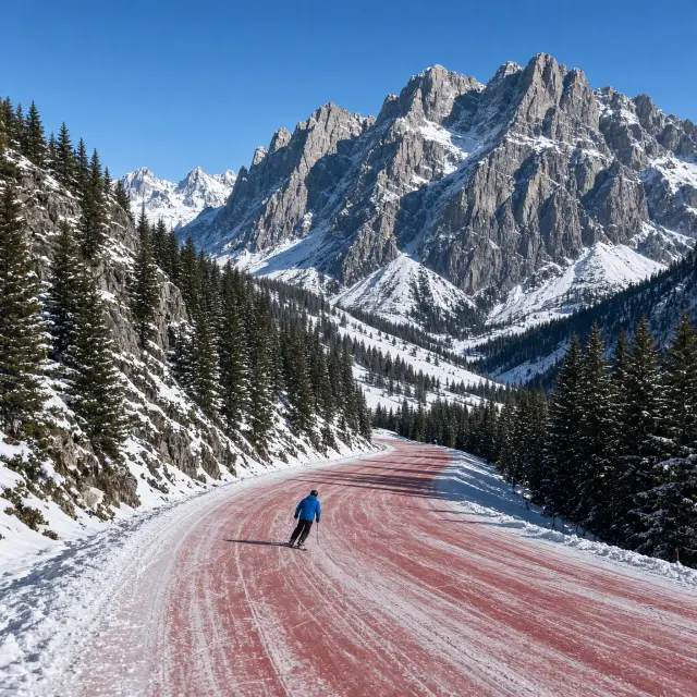Skiërs dalen af op zonnige pistes bij Ellmau met de grillige Wilder Kaiser-rotsen op de achtergrond