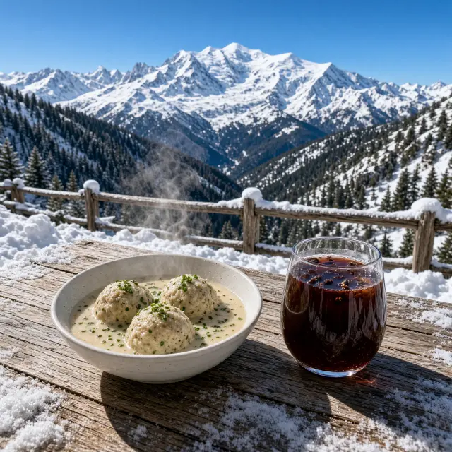 Besneeuwde Marmolada-gletsjer boven Ladinische dorpjes en houten berghutten in de Val di Fassa