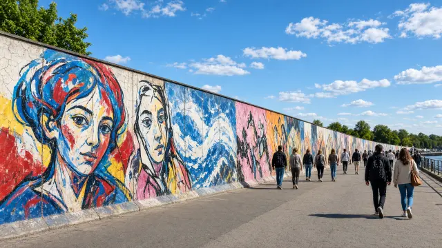 De East Side Gallery, een stuk Berlijnse Muur met kleurrijke kunst