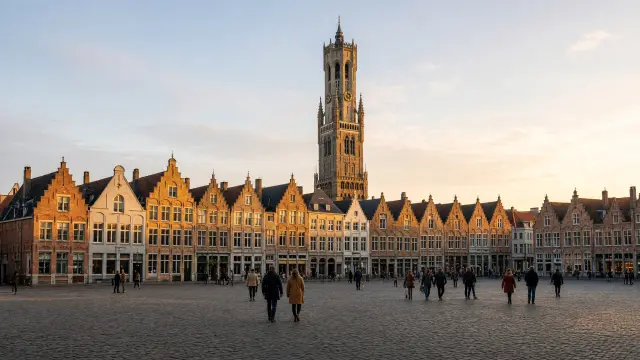 De Markt in Brugge met het Belfort