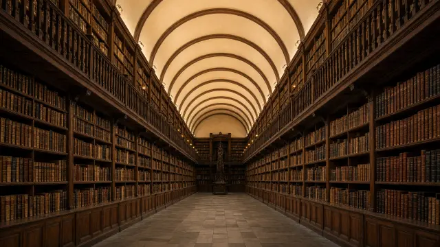 De Long Room van Trinity College in Dublin met oude boekenkasten