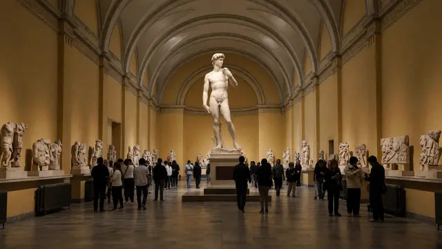 Het beeld van David in de Galleria dell'Accademia in Firenze