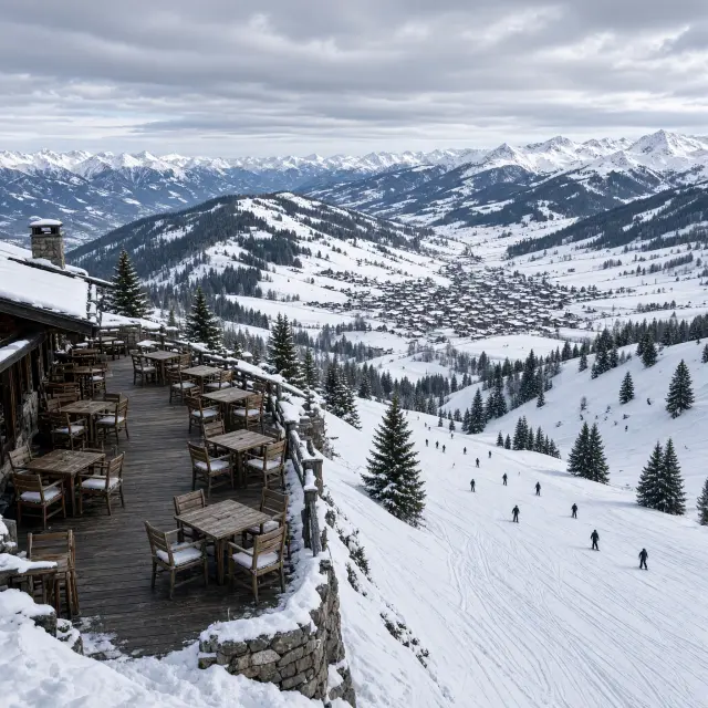 Besneeuwde pistes en bergtoppen in het skigebied Brixen im Thale met de Hohe Salve op de achtergrond