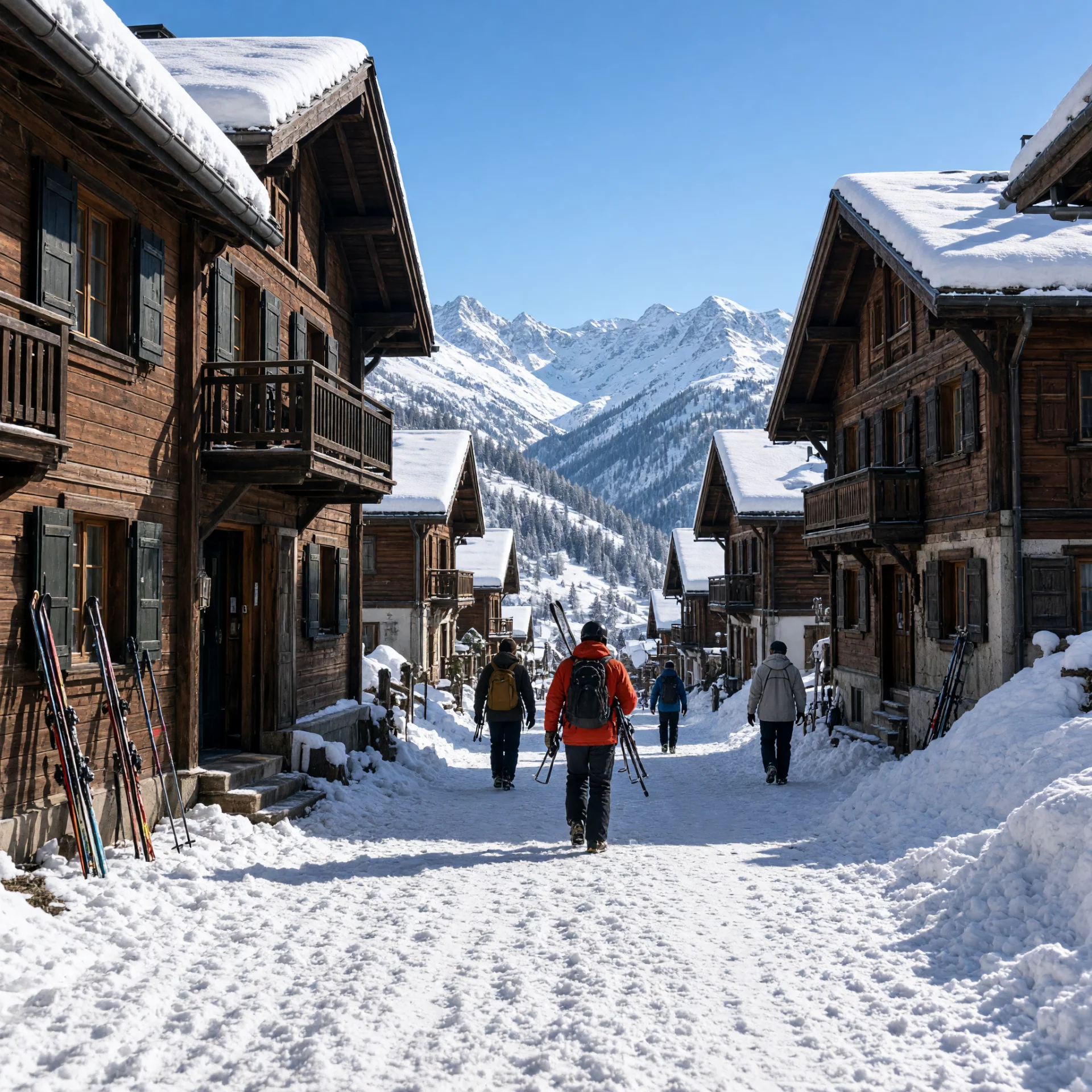 Dorpscentrum met gezellige chalets