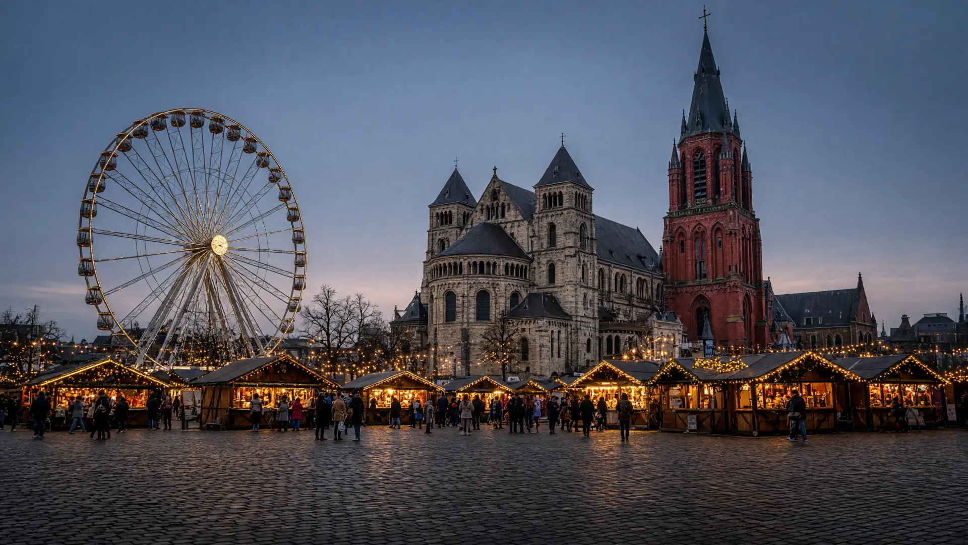 Kerstmarkt en reuzenrad op het Vrijthof in Maastricht