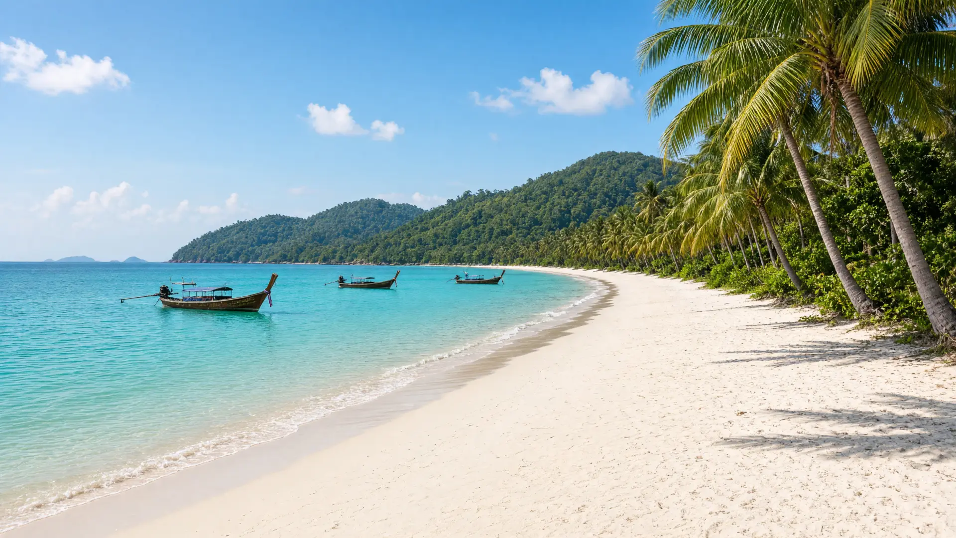 Wit zandstrand met palmbomen in Chaweng op Koh Samui