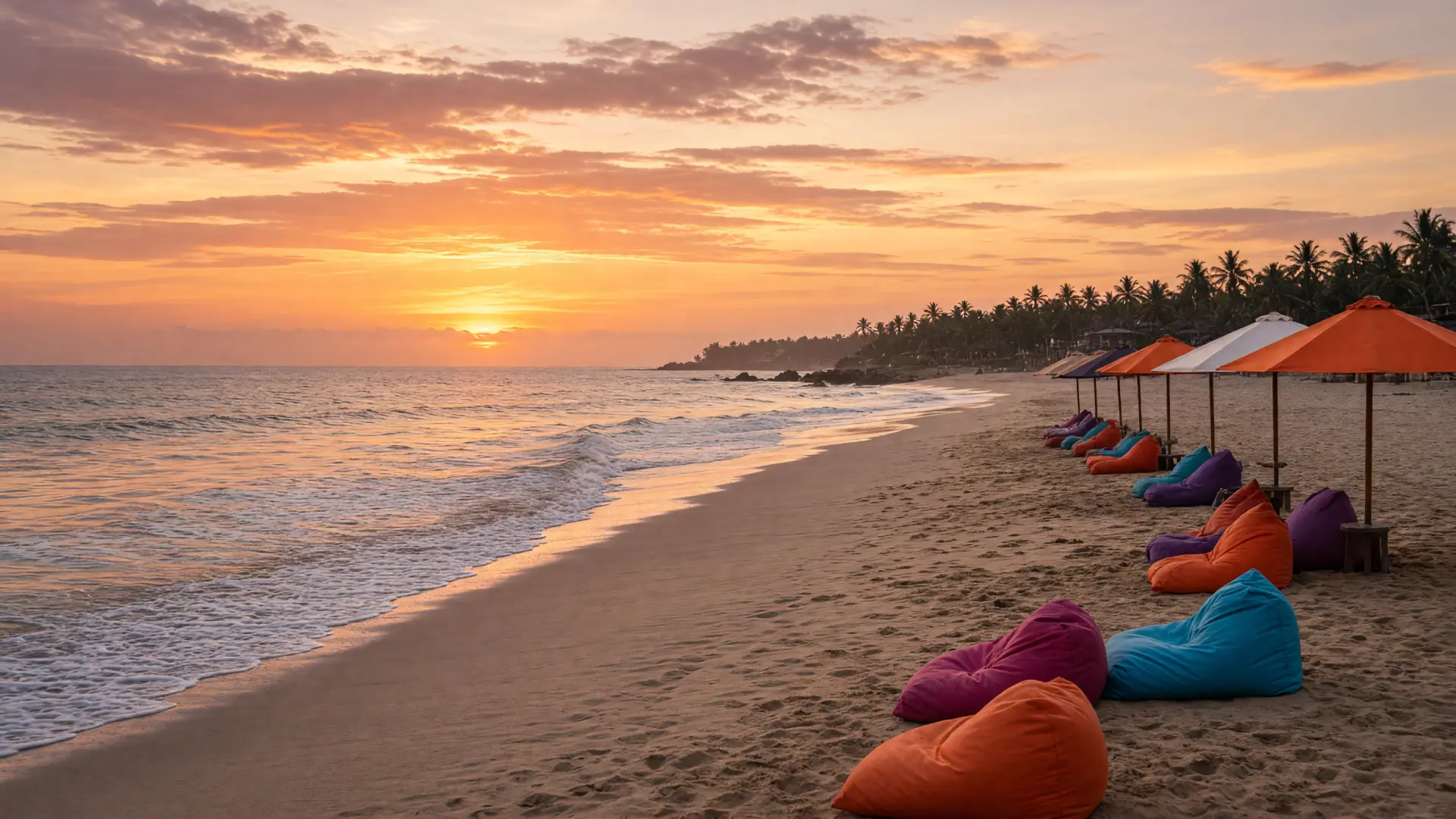 Strand van Seminyak bij zonsondergang