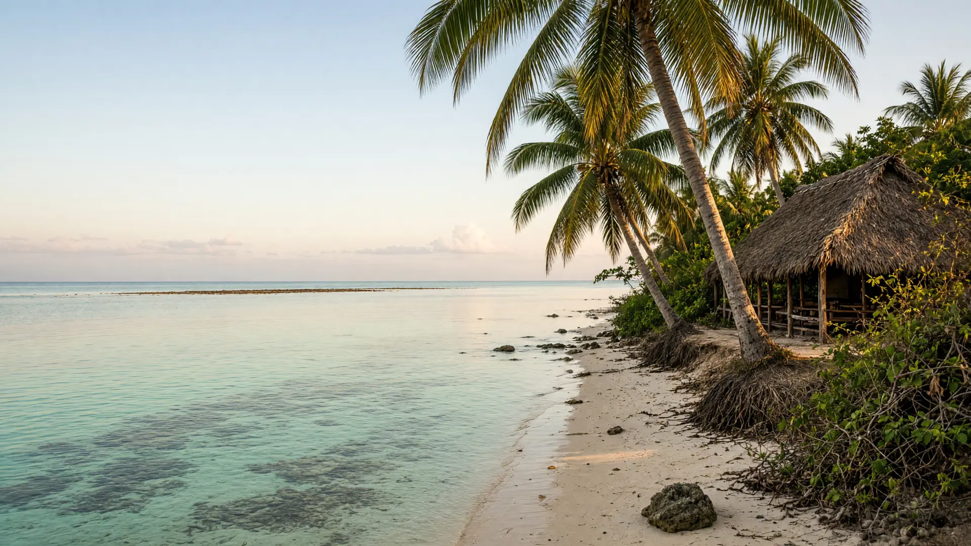 Rustig strand met palmbomen bij Matemwe