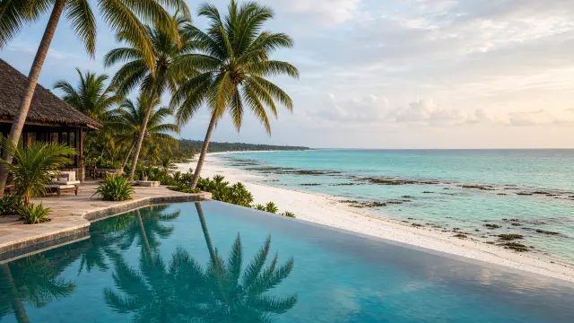 Strandresort met zwembad aan de lagune aan de oostkust van Zanzibar