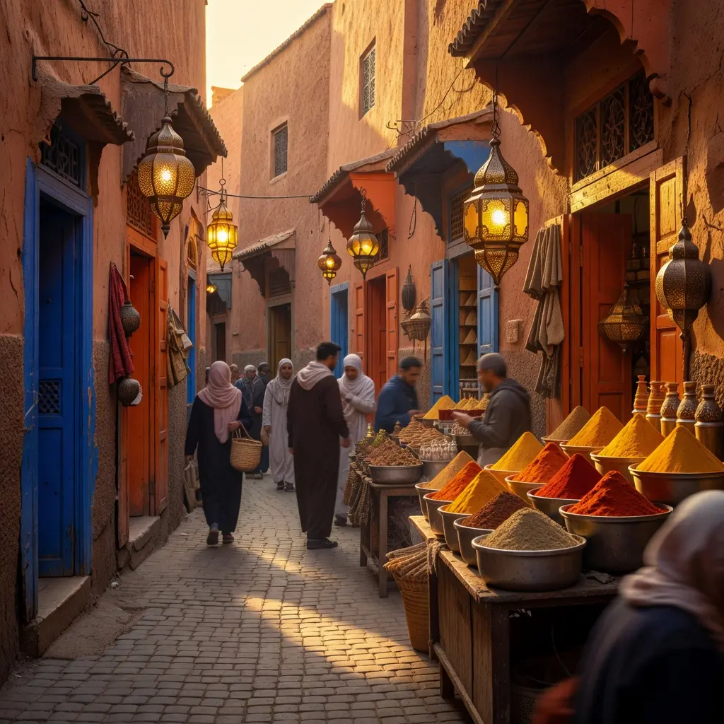 Kleurrijke souks en levendige straatjes in de oude medina van Marrakech