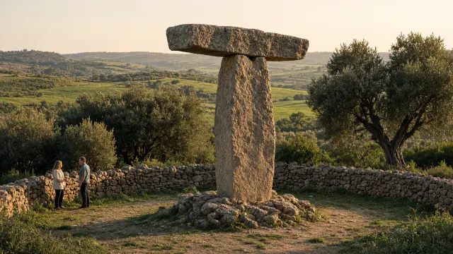 Een prehistorisch stenen monument in het binnenland van Menorca
