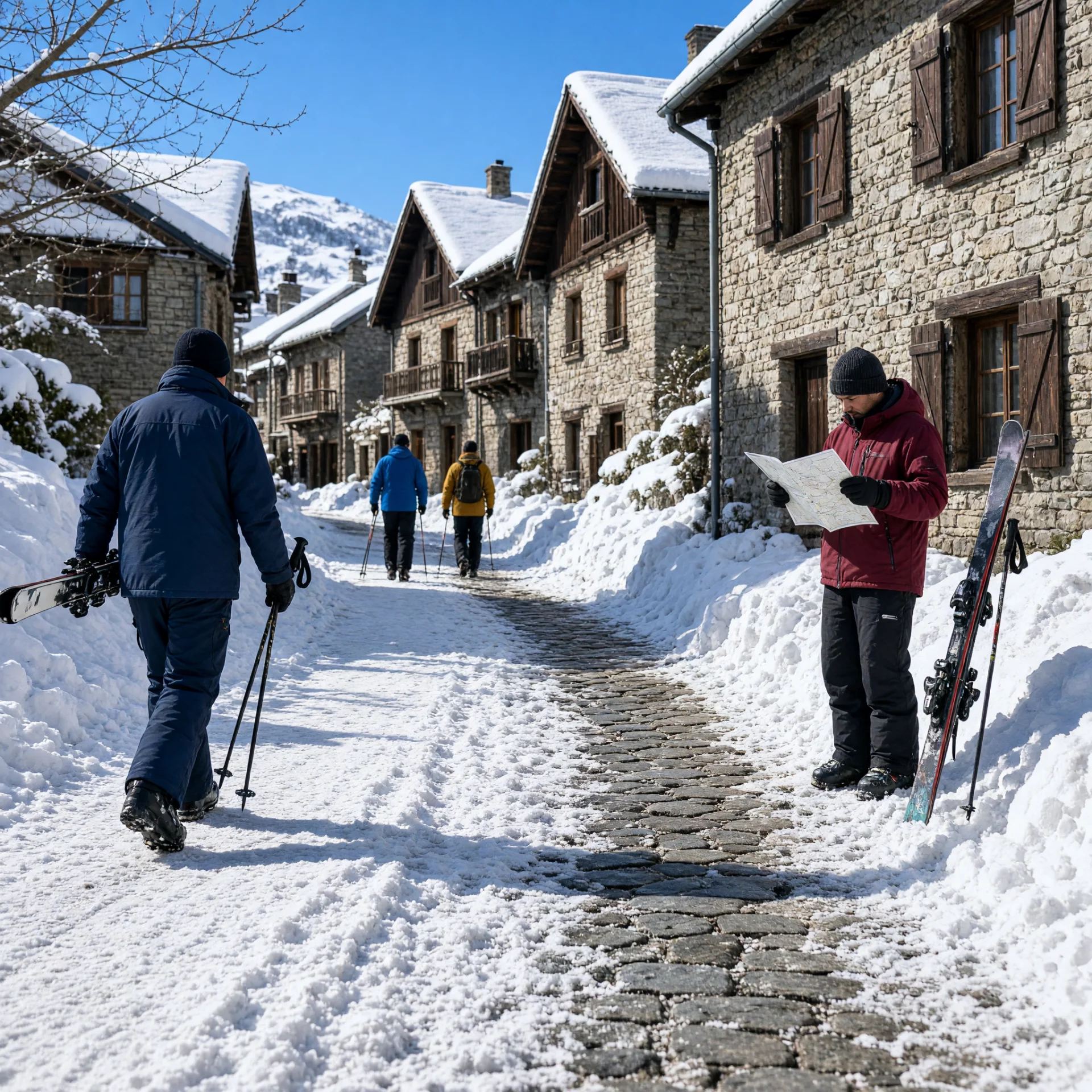 Besneeuwde chalets in Méribel