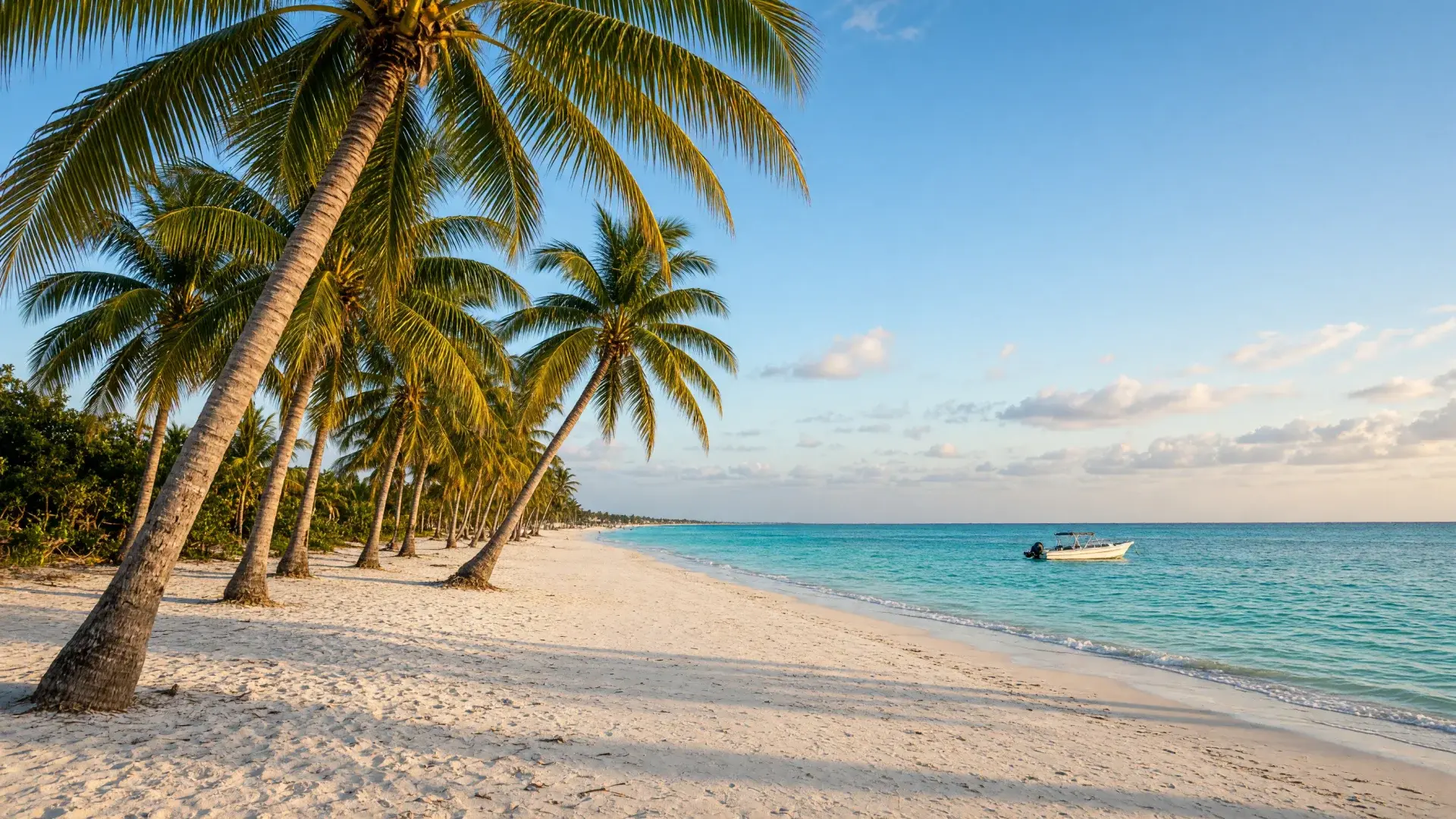 Palmbomen op het strand van Playa del Carmen aan de Riviera Maya