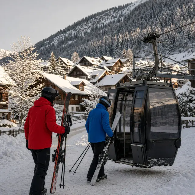 Besneeuwde Wildschönauer Hochalm met skiërs op de brede familiepiste vlak bij het dorp Niederau