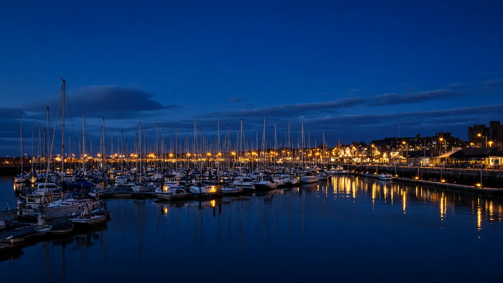 Jachthaven van Nieuwpoort bij het blauwe uur