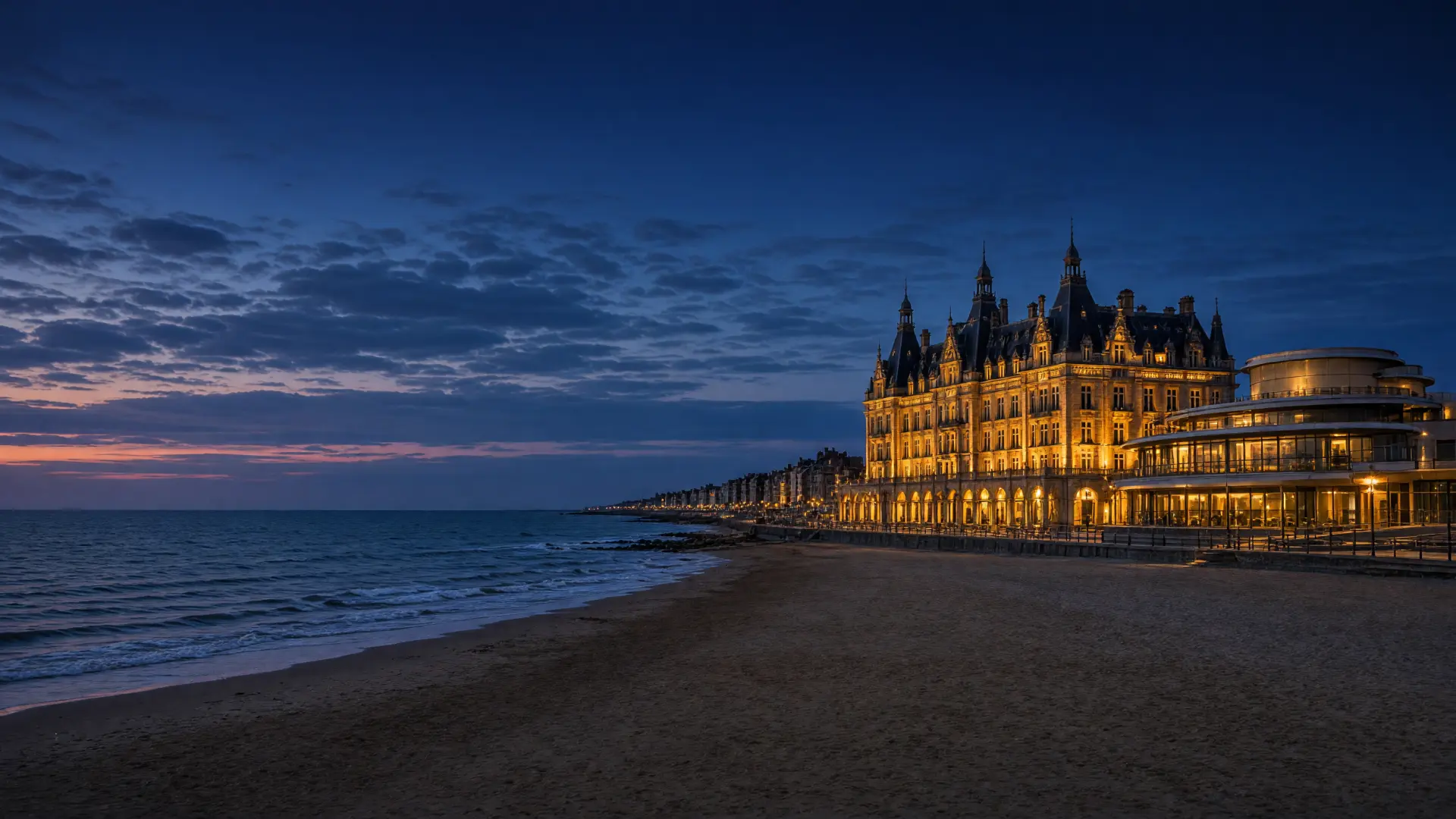 Zeedijk van Oostende bij avond