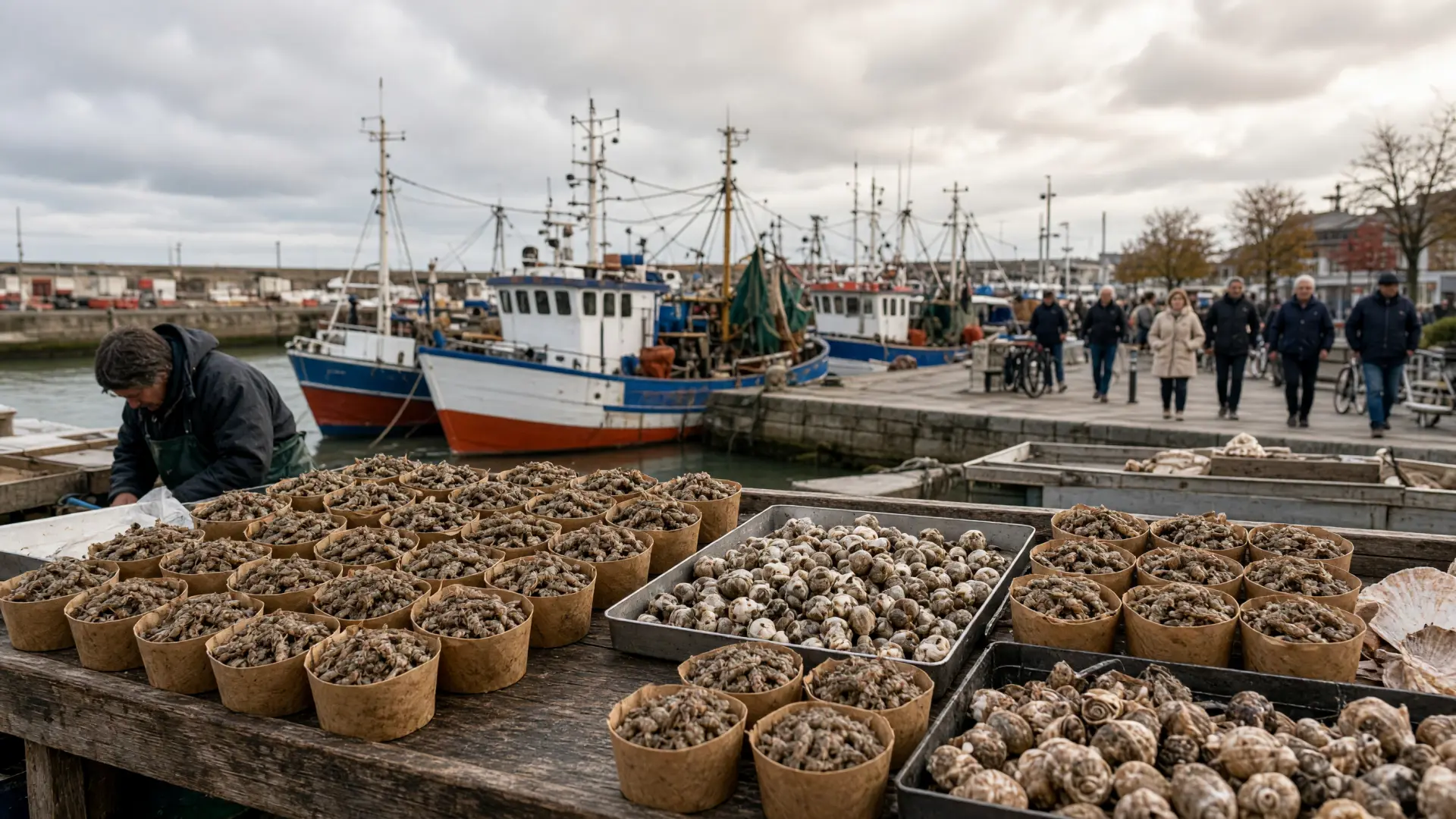 Kraampjes met garnalen op de Visserskaai