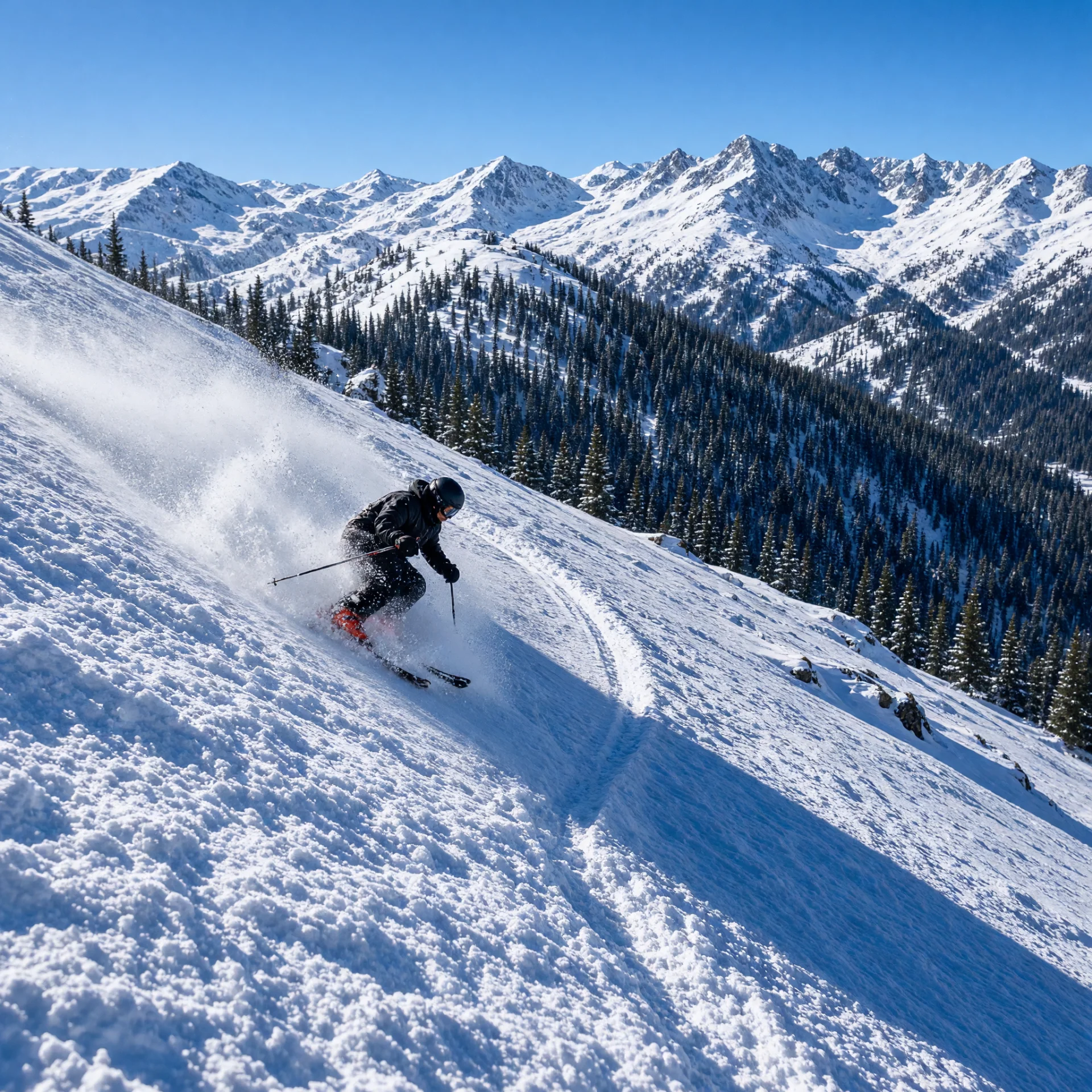 Brede open skihellingen op hoogte