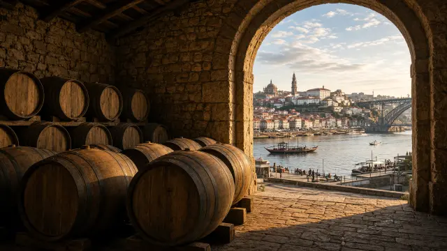De port-kelders van Vila Nova de Gaia met houten vaten