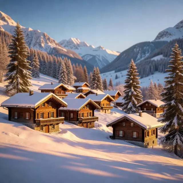 Rustig dorpsgezicht van Hinterglemm met traditionele Oostenrijkse chalets en besneeuwde bergtoppen van de Zwölferkogel op de achtergrond