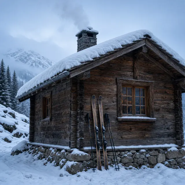 Rustig dorpsgezicht van Hinterglemm met traditionele Oostenrijkse chalets en besneeuwde bergtoppen van de Zwölferkogel op de achtergrond
