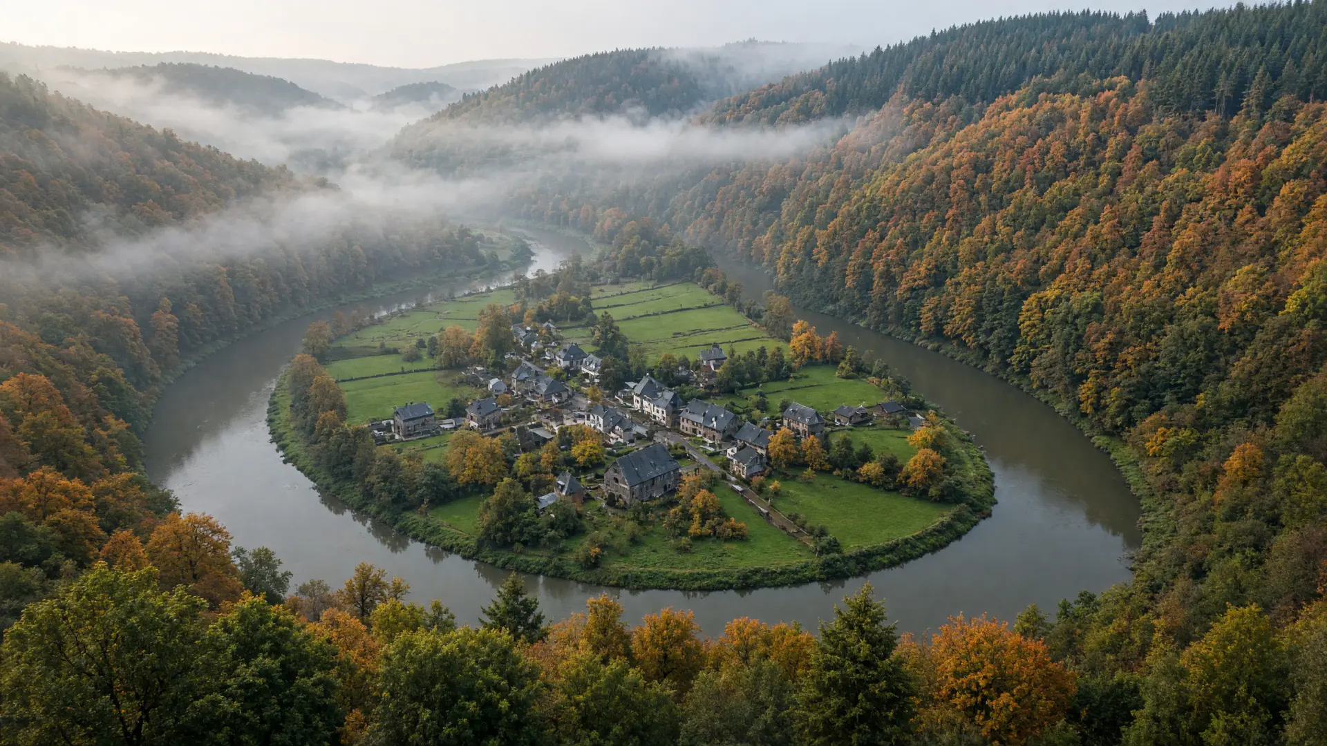 Uitzicht op een lus van de Semois in de Ardennen
