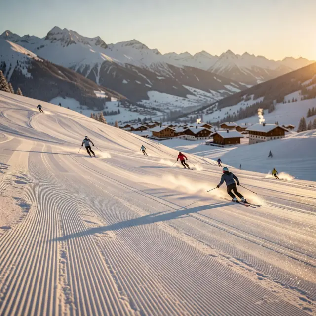 Skiërs op brede pistes in Flachau met moderne stoeltjesliften en berglandschap