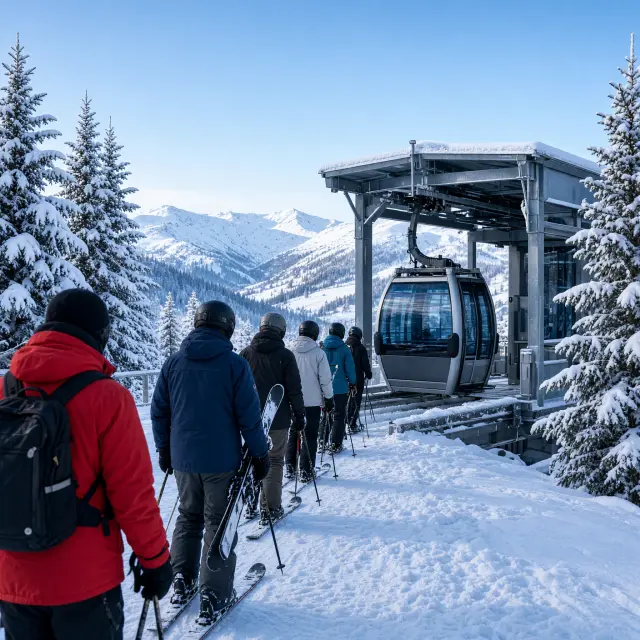 Skiërs op een zonnige piste in Westendorf met bergpanorama en alpenchalets op de achtergrond