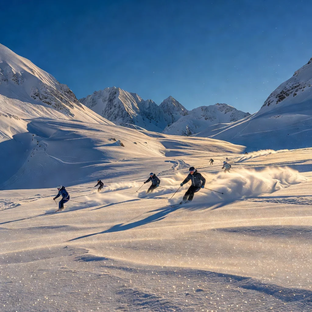 Paradiski berglandschap met moderne liften