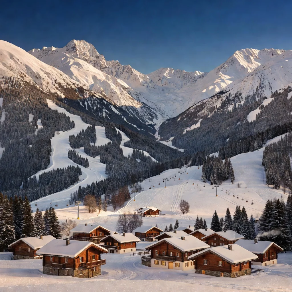 Les Trois Vallées skigebied met uitgestrekte pistes