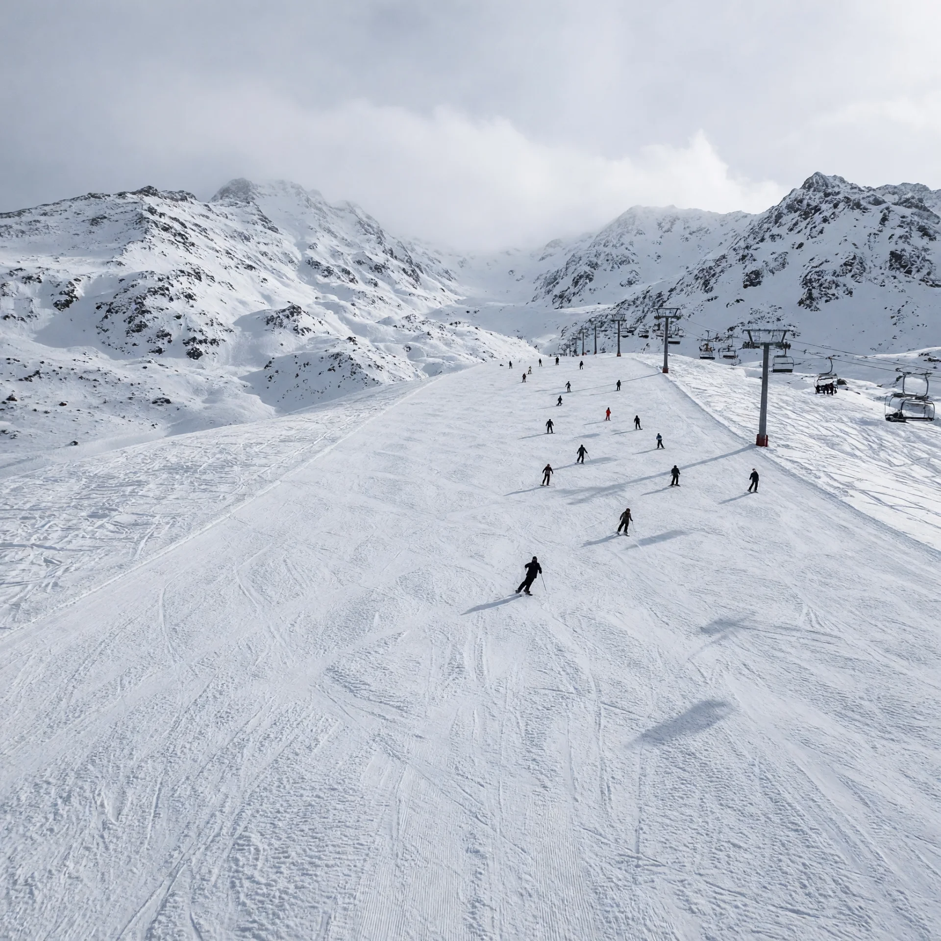 Les Trois Vallées skigebied met uitgestrekte pistes
